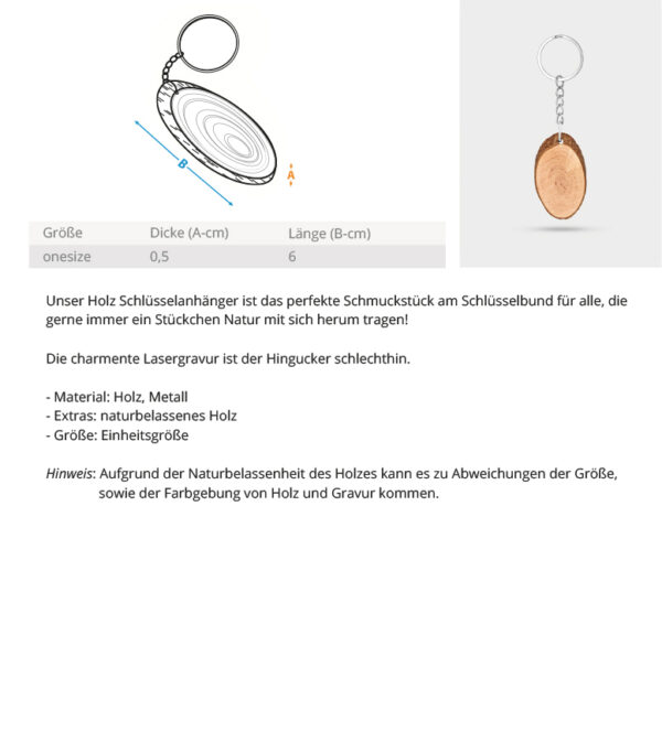 Bernau  - Holz Schlüsselanhänger Oval mit Lasergravur