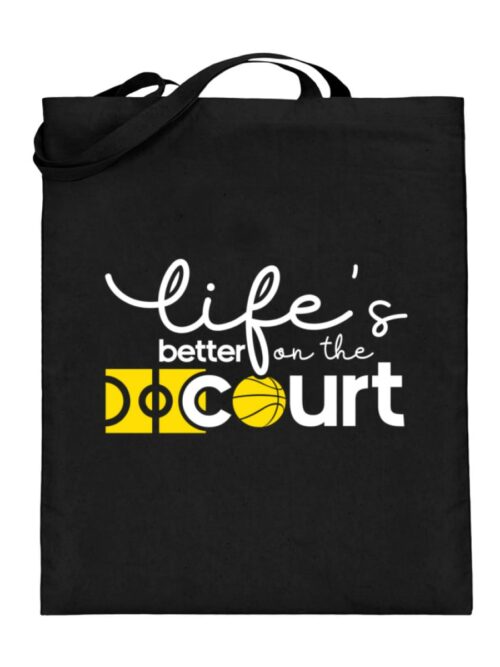 Life is better on the court - Jutebeutel (mit langen Henkeln)-16
