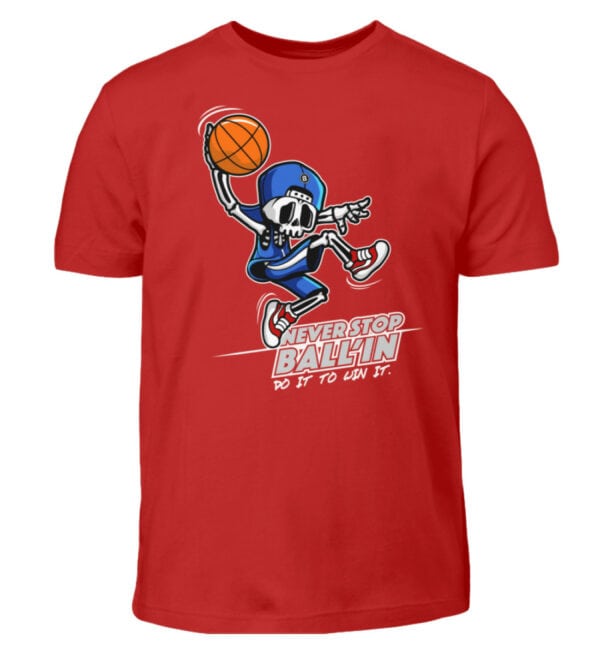 Basketball "Skullyballer" - Kinder T-Shirt-4